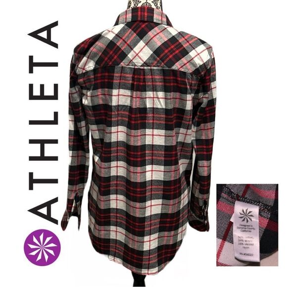 Athleta Women’s Black and Red Plaid Button Down Flannel - Size XS - Picture 2 of 2